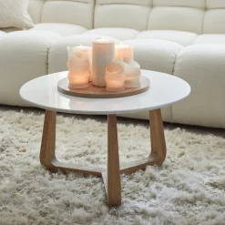 Rivièra Maison Ronde Salontafel|Ronde Salontafel Casone Marmer en eikenhout