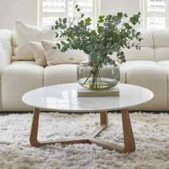 Rivièra Maison Ronde Salontafel|Ronde Salontafel Casone Marmer en eikenhout