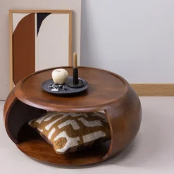 WOOOD Ronde Salontafel|Ronde Salontafel Cole Mangohout, 72cm Bruin