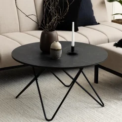 Bendt Ronde Salontafel|Ronde Salontafel Constantinos Marmerlook, 80cm Zwart