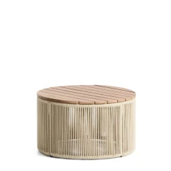 Kave Home Loungetafels & Bijzettafels|Ronde Salontafel Dandara Acaciahout en touw, 60cm, kleur Ecru