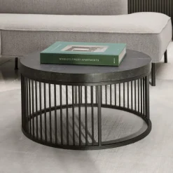 Bendt Ronde Salontafel|Ronde Salontafel Esme Marmerlook, 65cm Zwart