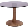 Brix Glazen Salontafel|Ronde Salontafel|Ronde Salontafel Faye Glas en mangohout