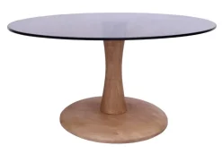 Brix Glazen Salontafel|Ronde Salontafel|Ronde Salontafel Faye Glas en mangohout