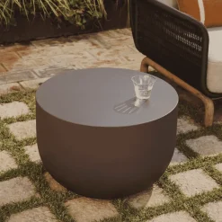 Kave Home Loungetafels & Bijzettafels|Ronde Salontafel Garbet Cement, 60cm, kleur Bruin