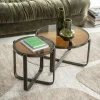 By-Boo Glazen Salontafel|Ronde Salontafel|Ronde Salontafel Groovy Set van 2 stuks, Glas, kleur Bruin