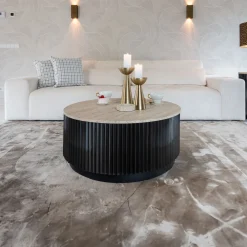 Richmond Interiors Travertin Salontafel|Ronde Salontafel|Ronde Salontafel Hampton Travertin, 90cm