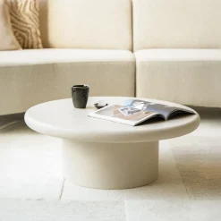 Eleonora Ronde Salontafel|Ronde Salontafel Jade Magnesium oxide 80cm, kleur crème Zand