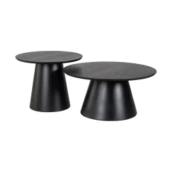 Richmond Interiors Salontafel Set|Ronde Salontafel|Ronde Salontafel Jazz Set van 2 stuks, kleur Zwart