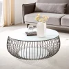 Artistiq Living Ronde Salontafel|Ronde Salontafel Johathan Glas 86cm, kleur wit marmerlook