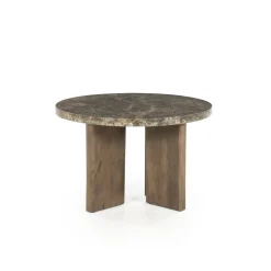 Eleonora Ronde Salontafel|Ronde Salontafel Lando Marmer en mangohout Bruin