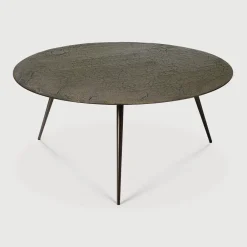 Ethnicraft Ronde Salontafel|Ronde Salontafel Luna Minerals, 80cm, kleur Whisky