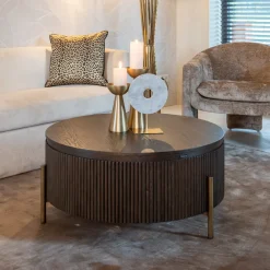 Richmond Interiors Ronde Salontafel|Ronde Salontafel Luxor Eiken, Ø95cm, kleur donkerbruin