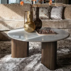 Richmond Interiors Ronde Salontafel|Ronde Salontafel Mayfield Mangohout en marmer, 90cm