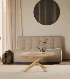 Ethnicraft Ronde Salontafel|Ronde Salontafel Mikado Geolied Eikenhout, 100cm