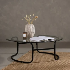 Nohr Glazen Salontafel|Ronde Salontafel|Ronde Salontafel Myron Glas, 110cm Zwart