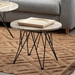 Bendt Ronde Bijzettafel|Ronde Salontafel|Ronde Salontafel Nadia Marmer, kleur Grijs/ Bruin