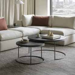 Ethnicraft Salontafel Set|Ronde Salontafel|Ronde Salontafel Nesting Minerals, Set van 2 stuks, kleur Slice Umber