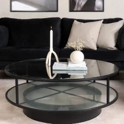 Nohr Glazen Salontafel|Ronde Salontafel|Ronde Salontafel Nivea Glas, 100cm Zwart