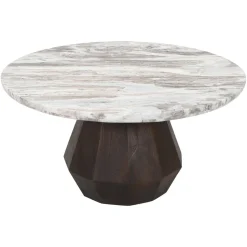 Richmond Interiors Ronde Salontafel|Ronde Salontafel Oberoy Marmer en mangohout, 80cm Bruin