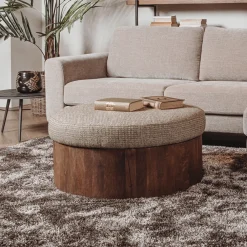 Tower Living Ronde Salontafel|Ronde Salontafel Ossana Mangohout en stof Groen