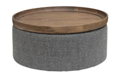 Tower Living Ronde Salontafel|Ronde Salontafel Ossana Mangohout en stof, 80cm, kleur Grijs