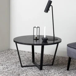 Bendt Ronde Salontafel|Ronde Salontafel Per Marmerlook, Ø77cm Zwart