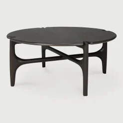 Ethnicraft Ronde Salontafel|Ronde Salontafel PI Gevernist Mahoniehout, kleur Donkerbruin