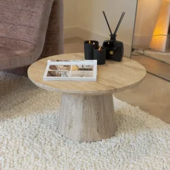 Sohome Sohome Giftcard|Travertin Salontafel|Ronde Salontafel Rachelle Travertin, 70cm Beige