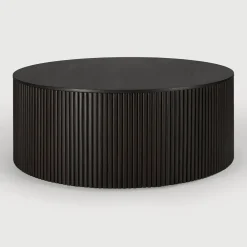 Ethnicraft Ronde Salontafel|Ronde Salontafel Roller Max Gevernist Mahoniehout, kleur Donkerbruin