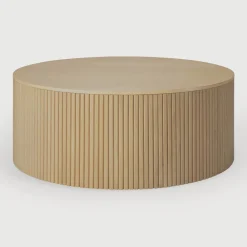 Ethnicraft Ronde Salontafel|Ronde Salontafel Roller Max Geolied Eikenhout, kleur Naturel