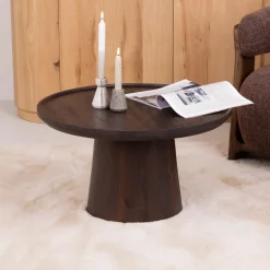 Eleonora Ronde Salontafel|Ronde Salontafel Ron Mangohout, kleur Bruin