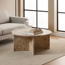 Bendt Ronde Salontafel|Ronde Salontafel Shaunika Marmer, 90cm