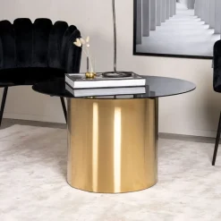 Nohr Glazen Salontafel|Ronde Salontafel|Ronde Salontafel Tarissa Glas, 80cm Zwart