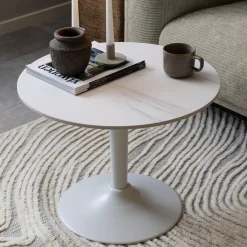 Bendt Ronde Salontafel|Ronde Salontafel Tempest Keramiek met marmerprint, 60cm