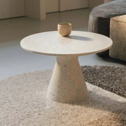 Zuiver Loungetafels & Bijzettafels|Ronde Salontafel|Ronde Salontafel Victoria Terrazzo, 50cm, kleur Wit