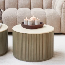 Rivièra Maison Ronde Salontafel|Ronde Salontafel Villanova Travertin en mangohout