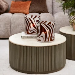 Rivièra Maison Ronde Salontafel|Ronde Salontafel Villanova Travertin en mangohout