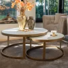 Richmond Interiors Salontafel Set|Ronde Salontafel|Ronde Salontafel Whitebone Eiken, Set van 2 stuks