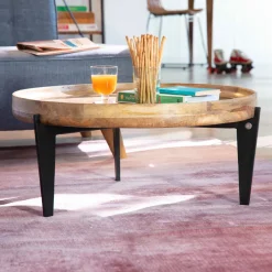 Tom Tailor Ronde Salontafel|Ronde Salontafel Winfield Mangohout en metaal, 75cm