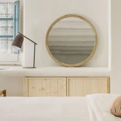 Kave Home Ronde Spiegels|Ronde Spiegel Alum Mindi-hout Naturel