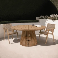 Livingfurn Eettafels Voor In Je Tuin|Ronde Tuintafel Cindo Teakhout, 120cm