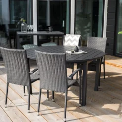 Nohr Eettafels Voor In Je Tuin|Ronde Tuintafel Tion 140/190 x 140cm Zwart