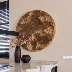 Richmond Interiors Overige Decoratie|Ronde Wall Art Bloom Ø110cm, kleur Goud