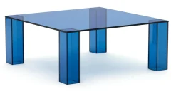 Kave Home Vierkante Salontafel|Glazen Salontafel|Salontafel Adularia Glas, kleur Blauw