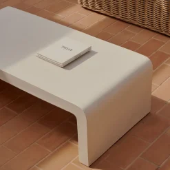 Kave Home Loungetafels & Bijzettafels|Salontafel Aiguablava Cement, 135 x 65cm Wit