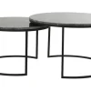 Light & Living Salontafel Set|Ronde Salontafel|Salontafel Alfio Set van 2 stuks, bruin marmer+zwart