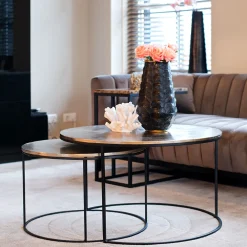 Richmond Interiors Salontafel Set|Ronde Salontafel|Salontafel Asher Set van 2 stuks