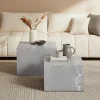 Artistiq Living Vierkante Salontafel|Salontafel Set|Salontafel Asusena Marmerlook, Set van 2 stuks