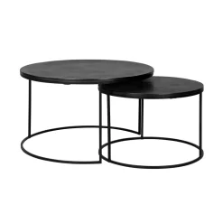 Richmond Interiors Salontafel Set|Ronde Salontafel|Salontafel Bolder Set van 2 stuks, kleur Zwart